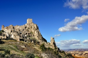 nuvole, cielo, torre, borgo, panorama, roccia, ruderi, verde, paesaggio, paese
