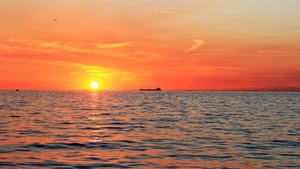 mare, tramonto, sole, nave, rosso, barca, orizzonte