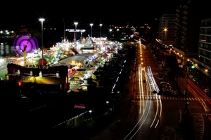 luci, lampioni, notturno, strada, notte, città, scie, colori