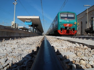treno, stazione, binari, locomotiva, binario, sassi, verde, rotaie
