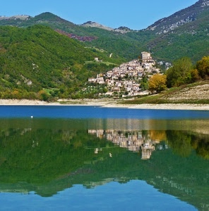 lago, montagne, paese, riflesso, acqua, riflessi, borgo, verde, paesaggio