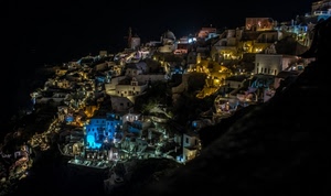 notturno, luci, notte, case, panorama, borgo, città, paese, colori, azzurro