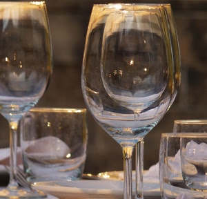 bicchieri, vetro, calici, riflessi, piatto, cristallo, piatti, bianco, acqua, trasparenza, trasparenze, tavolo, trasparente