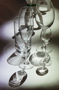 vetro, bicchieri, ombre, calici, trasparenze, ombra, bianconero, riflessi, riflesso