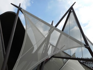 vele, bianco, nuvole, expo, geometrie, cielo, trasparenze, struttura, pali, padiglione