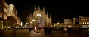 duomo, milano, piazza, notturno, lampioni, notte, natale, luci