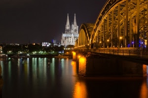 ponte, notte, luci, chiesa, fiume, riflessi, notturno, acqua