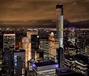 grattacieli, luci, città, nuvole, notturno, finestre, cielo, notte, panorama, palazzi, metropoli, case