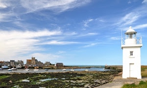 faro, barche, mare, porto, cielo, nuvole, bianco