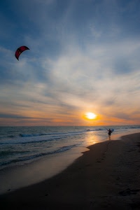 mare, aquilone, tramonto, spiaggia, onde, nuvole, cielo, sole, sabbia