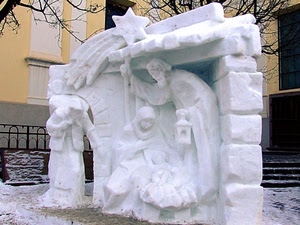 presepe, bianco, stella, cometa, neve, natale, ghiaccio, scultura, inverno, marmo, capanna