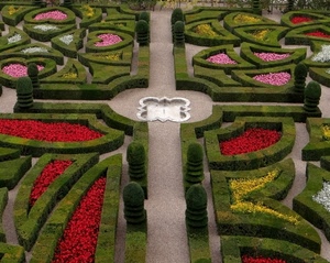verde, giardino, fiori, fontana, rosso, aiuole, siepi, parco, giallo, cespugli, rosa