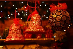 natale, rosso, decorazioni, campane, palla, campanelle, fiocco, fiocchi, luci