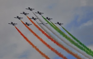 rosso, cielo, aerei, verde, tricolore, nuvole, frecce, scie, bianco, formazione, colori, dieci