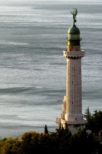 mare, faro, statua, alberi, acqua, verde, vittoria, lanterna, torre