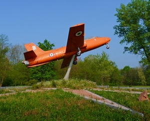 aereo, prato, arancione, verde, alberi, ali, erba, arancio, cielo, aiuola