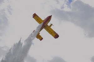 acqua, aereo, giallo, nuvole, cielo, ali, volo, antincendio