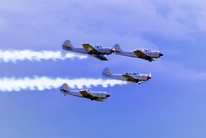 aerei, cielo, quattro, scia, formazione, volo, fumo, scie, ali, nuvole, eliche