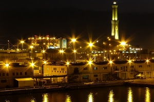 luci, notturno, faro, acqua, riflessi, mare, notte, città, campanile, genova