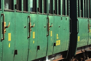 verde, maniglie, treno, vagone, finestrini, vagoni, numeri, giallo, sportelli