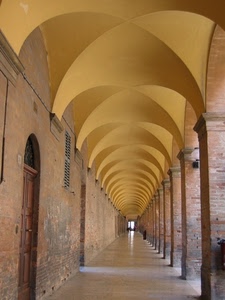 colonne, archi, porta, portici, portico, prospettiva, pilastri, volte, mattoni