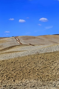 cielo, nuvole, terra, azzurro, campi, collina, strada, zolle, terreno
