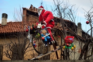 natale, bicicletta, rosso, casa, giocattoli, babbo, bambola, carnevale