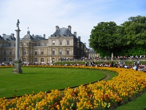 fiori, aiuole, colonna, prato, giallo, aiuola, castello, verde, palazzo, alberi