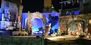 presepe, pecore, arco, statue, statuine, rappresentazione, presepio, archi, madonna, natale, personaggi