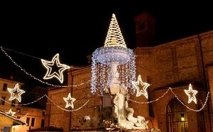 stelle, natale, luci, luminarie, fontana, notte, addobbi