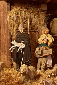 presepe, pecore, paglia, statue, natale, fieno, pastore, animali, stalla, pastori, donna, agnello, natività