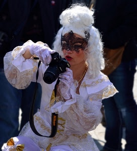 parrucca, maschera, bianco, donna, guanti, carnevale, fotocamera, fotografa, costume, fotografia, fotografo, pizzo