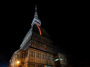 mole, luci, notte, torino, cupola, notturno, lampione, finestre, guglia