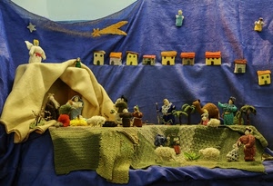 presepe, case, stella, pastori, angelo, capanna, presepio, statue, casette, stoffa