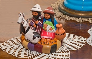 centrino, presepe, lama, soprammobile, natività, statuine, colori, terracotta, bianco, natale, cappelli