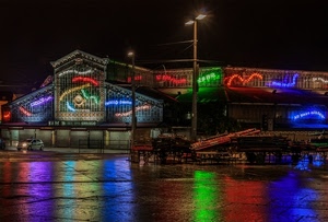colori, luci, torino, notte, notturno, lampione, scritte, multicolore, lampioni, verde, piazza, mercato