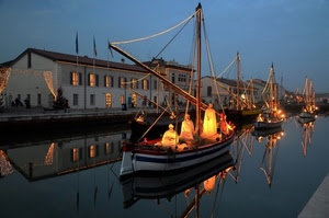 barche, acqua, luci, riflessi, finestre, presepe, canale, case, sera, riflesso, fiume, porto, natale, alberi