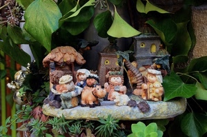 foglie, verde, presepe, pupazzi, piante, natale, statuine, composizione
