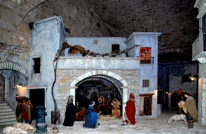 presepe, magi, pastore, presepio, pecore, arco, natale, statue, rosso, famiglia, case, natività, statuine