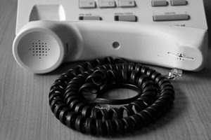 telefono, filo, cornetta, tasti, spirale, nero, bianconero, bianco