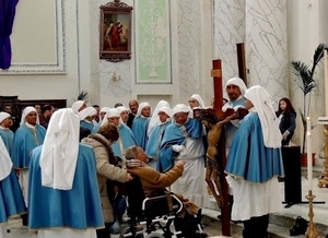 croce, chiesa, devozione, bianco, crocifisso, azzurro, suore, celeste