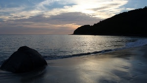 mare, spiaggia, scoglio, tramonto, nuvole, cielo, acqua, promontorio, sabbia
