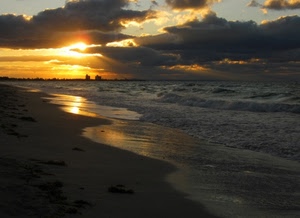 mare, tramonto, nuvole, spiaggia, sabbia, onde, acqua, cielo, sole