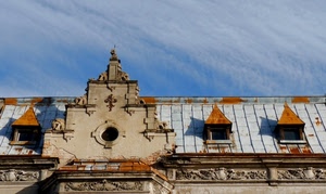 abbaini, tetto, cielo, nuvole, palazzo, ruggine
