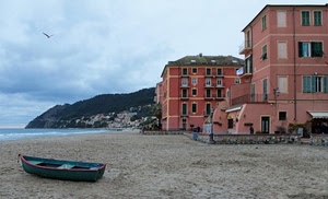 mare, barca, spiaggia, sabbia, case, gabbiano
