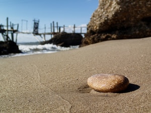 sabbia, mare, sasso, spiaggia, pietra, roccia, ponte, pontile, onda, sfocato