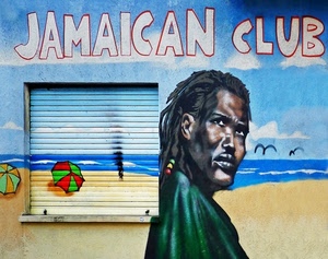 murales, mare, ombrelloni, spiaggia, serranda, disegno, finestra, persiana