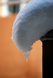 neve, bianco, ghiaccio, inverno, macro, goccia, arancio