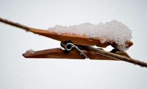 filo, molletta, neve, inverno, macro, bianco, molla, legno, minimalismo