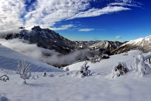 neve, nuvole, montagna, inverno, cielo, bianco, freddo, montagne, monti, alberi